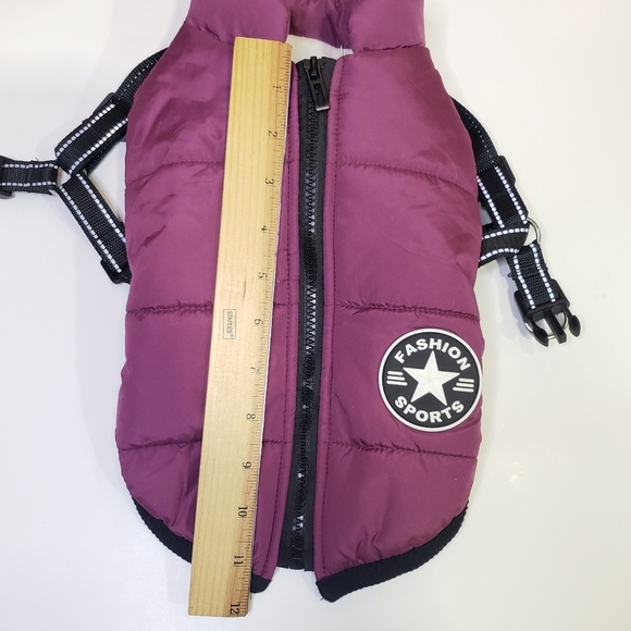 PawRoll Dog Winter Jacket with Harness Fashion Sports Size Large Purple - Picture 10 of 10